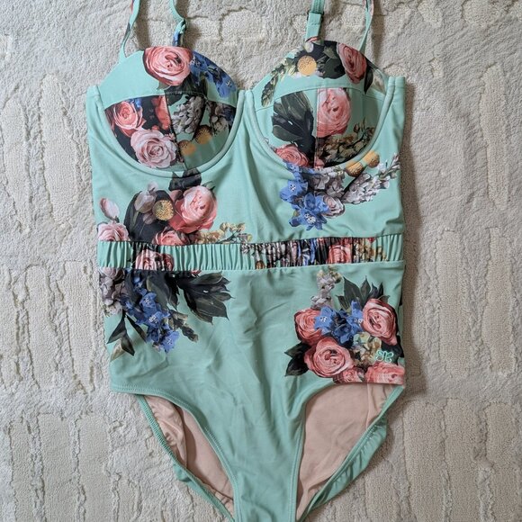 Albion Rose Mint One Piece Swimsuit, Size S - Picture 1 of 5